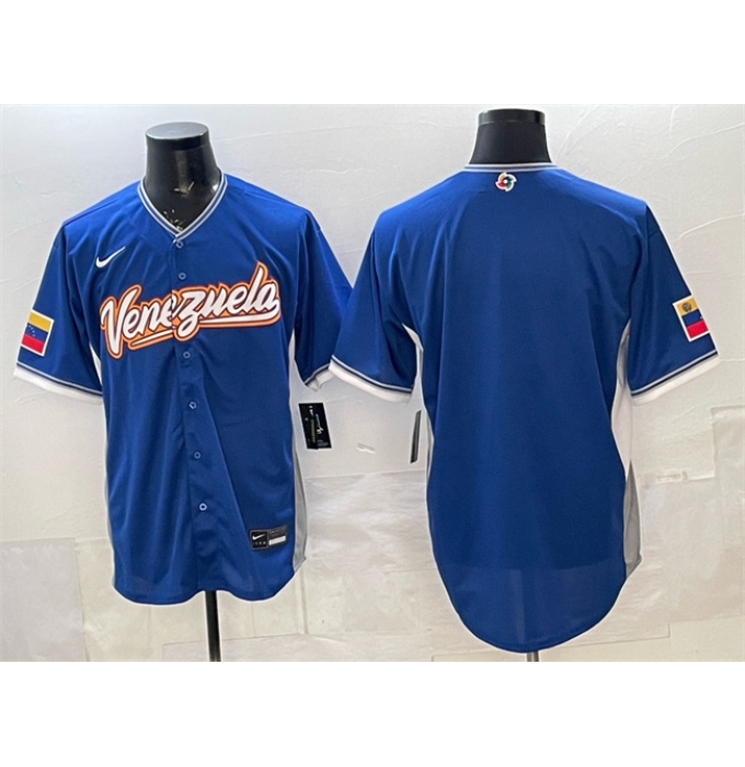 Men's Venezuela Baseball Blank Blue 2026 World Baseball Classic Road Stadium Stitched Jersey