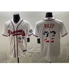 Men's Atlanta Braves #27 Austin Riley White USA 250 Fourth of July Home Stadium Stitched Baseball Jersey