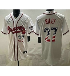 Men's Atlanta Braves #27 Austin Riley White USA 250 Fourth of July Home Stadium Stitched Jersey