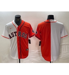 Mens Houston Astros Blank Orange White Split Stitched Baseball Jersey