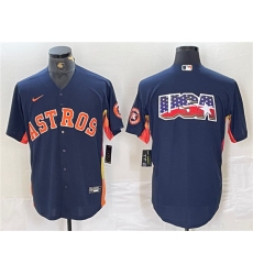 Mens Houston Astros Navy Team Big Logo With Cool Base Stitched Baseball Jersey