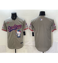 Men's Los Angeles Dodgers Blank Grey Hello Kitty Night 2025 World Series Champions Stitched Baseball Jersey