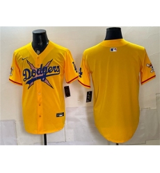 Men's Los Angeles Dodgers x One Piece Blank Yellow Vapor Premier Limited Stitched Baseball Jersey
