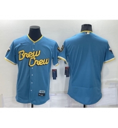 Men's Milwaukee Brewers Blank Number Blue 2022 City Connect Flex Base Stitched Jersey