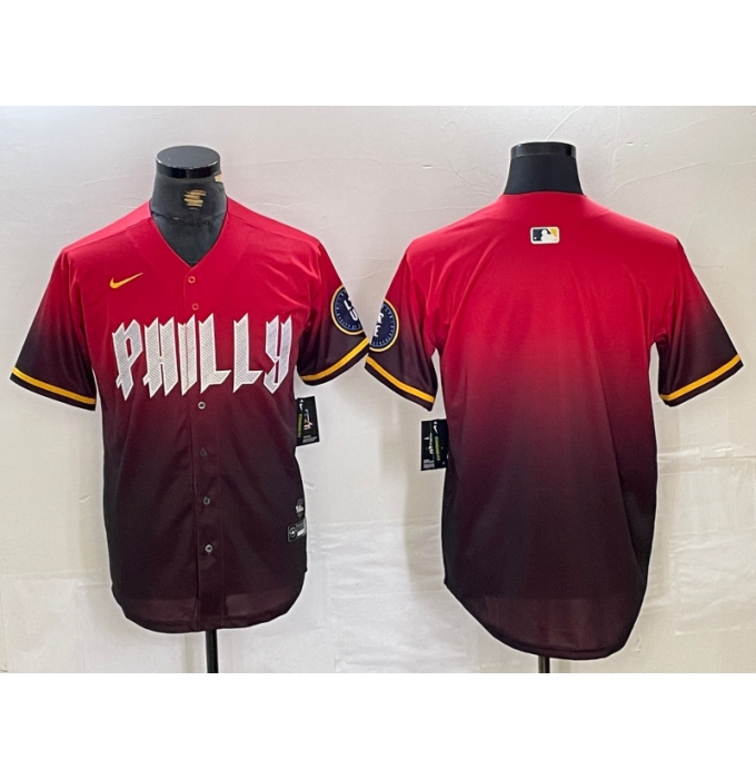 Men's Philadelphia Phillies Blank Red Black 2024 City Connect Limited Stitched Jersey