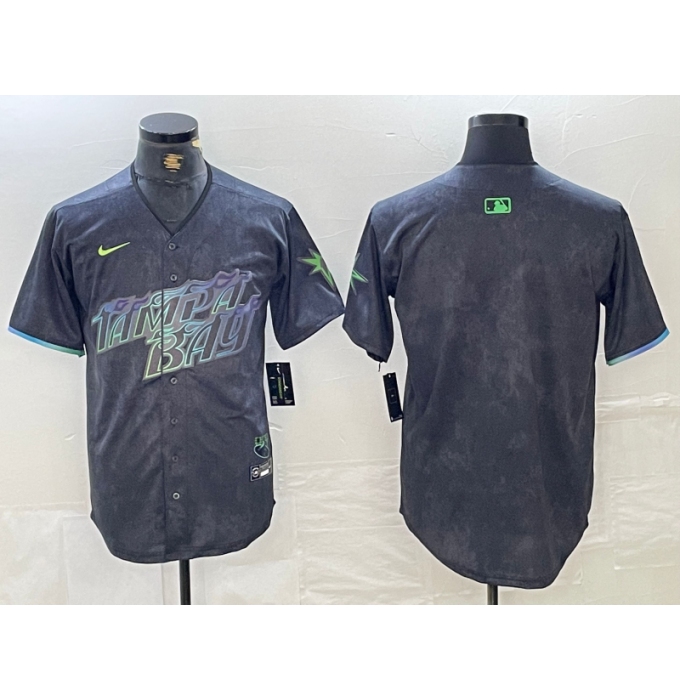 Men's Tampa Bay Rays Blank Charcoal 2024 City Connect Limited Stitched Jersey