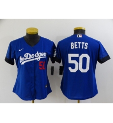 Women's Nike Los Angeles Dodgers #50 Mookie Betts Blue City Player Jersey