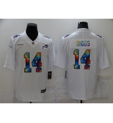 Men's Buffalo Bills #14 Stefon Diggs White Rainbow Version Nike Limited Jersey