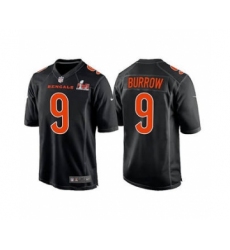 Men's Cincinnati Bengals #9 Joe Burrow 2022 Black Super Bowl LVI Game Stitched Jersey