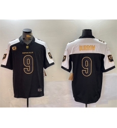 Men's Cincinnati Bengals #9 Joe Burrow Black Gold 2024 F.U.S.E With 4-Star C Limited Stitched Football Jersey