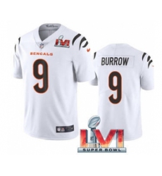 Men's Cincinnati Bengals #9 Joe Burrow White 2022 Super Bowl LVI Vapor Limited Stitched Jersey Men's Cincinnati Bengals #9 Joe Burrow White 2022 Super Bowl LVI Vapor Limited Stitched Jersey