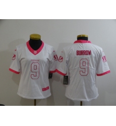 Women's Nike Cincinnati Bengals #9 Joe Burrow Color Rush Limited White Jersey Women's Nike Cincinnati Bengals #9 Joe Burrow Color Rush Limited White Jersey