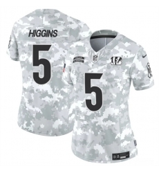 Women's Cincinnati Bengals #5 Tee Higgins 2024 F.U.S.E Arctic Camo Salute To Service Limited Stitched Football Jersey(Run Small)