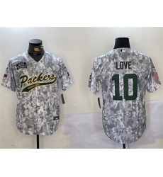 Men's Green Bay Packers #10 Jordan Love 2024 Arctic Camo Salute To Service Stitched Baseball Jersey