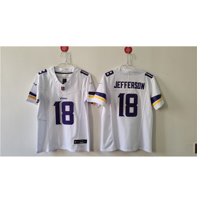 Women's Minnesota Vikings #18 Justin Jefferson White F.U.S.E. Vapor Untouchable Limited Football Stitched Jersey