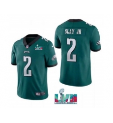Men's Philadelphia Eagles #2 Darius Slay JR Green Super Bowl LVII Patch Vapor Untouchable Limited Stitched Jersey