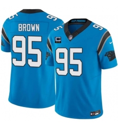 Men's Carolina Panthers #95 Derrick Brown Blue 2026 F.U.S.E. 3-Star C Vapor Limited Football Stitched Jersey