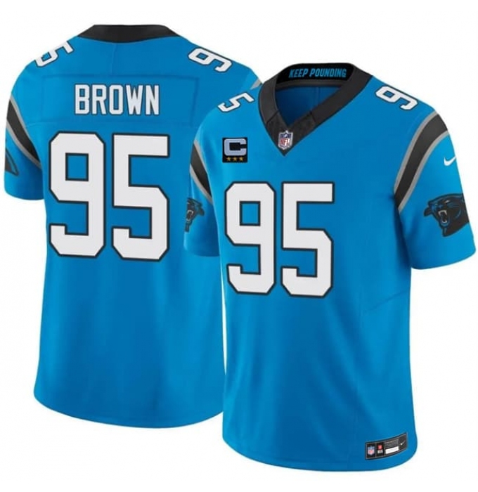 Men's Carolina Panthers #95 Derrick Brown Blue 2026 F.U.S.E. 3-Star C Vapor Limited Football Stitched Jersey