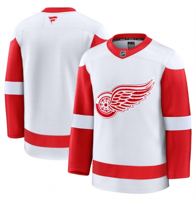 Men's Detroit Red Wings Blank White 2024-25 Away Stitched Hockey Jersey