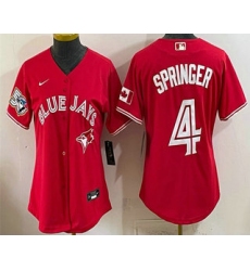 Women's Toronto Blue Jays #4 George Springer Red 50 Seasons Stitched Jersey