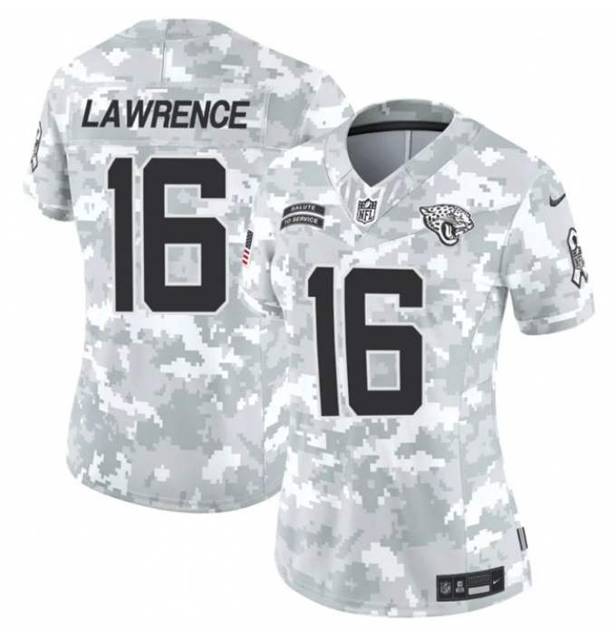 Women's Jacksonville Jaguars #16 Trevor Lawrence 2024 F.U.S.E Arctic Camo Salute To Service Limited Stitched Football Jersey(Run Small)