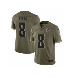 Men's Atlanta Falcons #8 Kyle Pitts 2022 Olive Salute To Service Limited Stitched Jersey