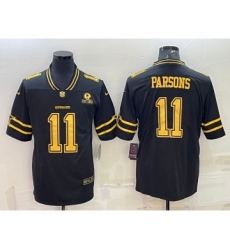 Men's Dallas Cowboys #11 Micah Parsons Black Gold Edition With 1960 Patch Limited Stitched Football Jersey