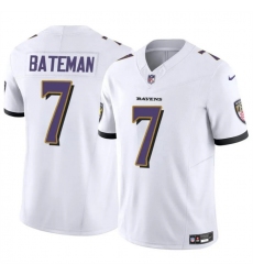 Men's Baltimore Ravens #7 Rashod Bateman White 2023 F.U.S.E Vapor Limited Football Jersey