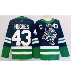 Men's Vancouver Canucks #43 Quinn Hughes Navy 2024 Reverse Retro Stitched Jersey