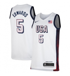 Men's USA Basketball #5 Anthony Edwards White 2024 Swingman Stitched Jersey