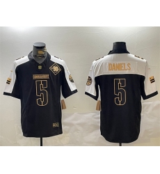 Men's Washington Commanders #5 Jayden Daniels Black Gold 2024 F.U.S.E. 90th Anniversary Vapor Limited Stitched Football Jersey