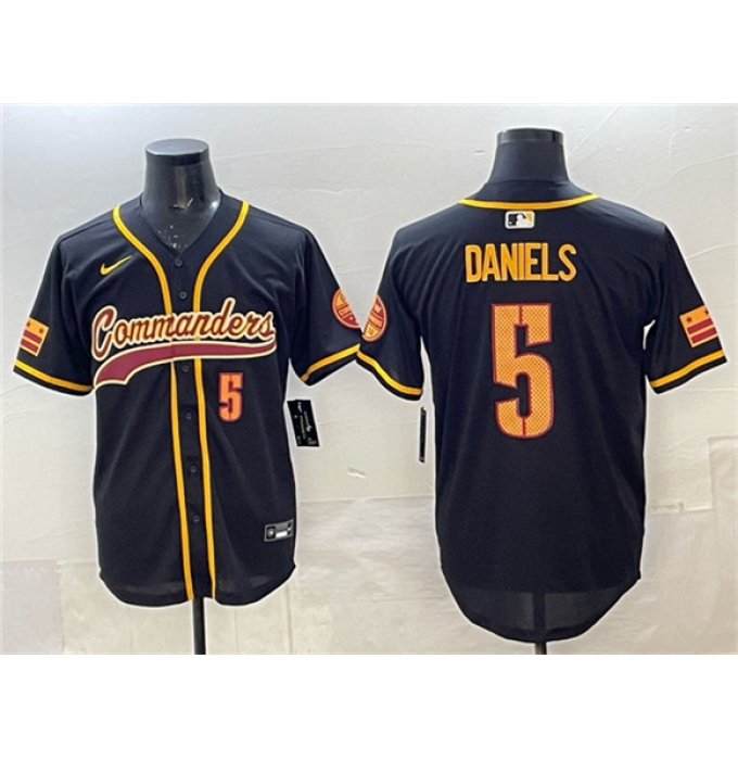 Men's Washington Commanders #5 Jayden Daniels Black Limited Stitched Baseball Jersey