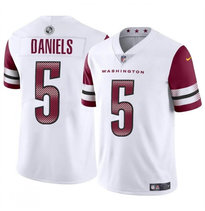 Men's Washington Commanders #5 Jayden Daniels White 2024 Draft Vapor Limited Football Stitched Jersey