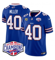 Men's Buffalo Bills #40 Von Miller Royal F.U.S.E. 2024 AFC East Division Champions With 4-Star C Vapor Limited Stitched Football Jersey