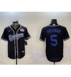 Men's Los Angeles Dodgers #5 Freddie Freeman Black 2024 World Series Cool Base Stitched Baseball Jerseys