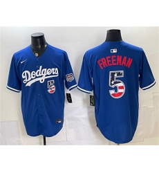 Men's Los Angeles Dodgers #5 Freddie Freeman Royal 250 Fourth of July Stitched Baseball Jersey