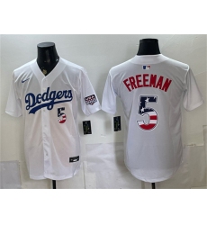Men's Los Angeles Dodgers #5 Freddie Freeman White 250 Fourth of July Home Stitched Baseball Jersey