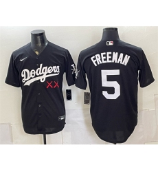Men's Los Angeles Dodgers x KAWS #5 Freddie Freeman Black Vapor Premier Limited Stitched Baseball Jersey