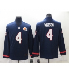 Men's Cleveland Browns #4 Deshaun Watson Nike Navy Blue Therma Long Sleeve Limited Jersey