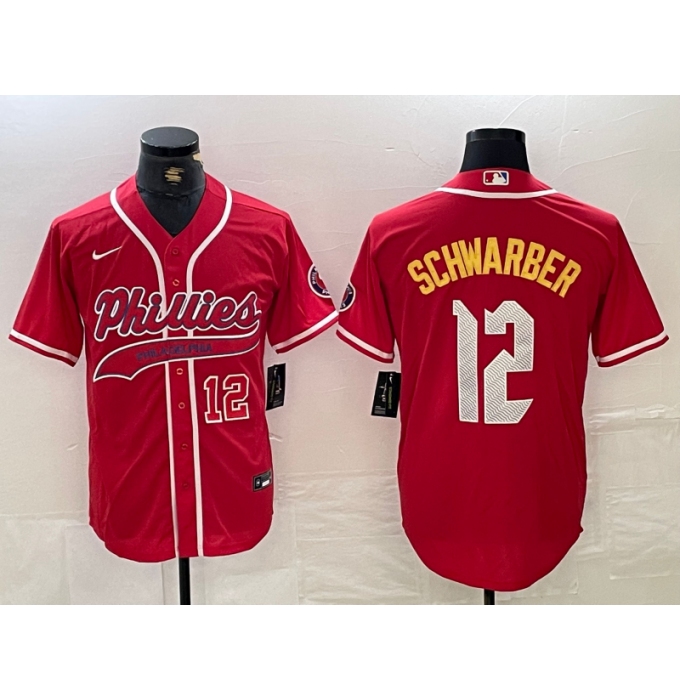 Men's Philadelphia Phillies #12 Kyle Schwarber Red 2024 City Connect Limited Stitched Jerseys