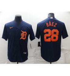 Men's Detroit Tigers #28 Javier Baez Nike Navy MLB Jersey