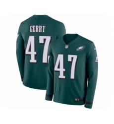 Men's Nike Philadelphia Eagles #47 Nate Gerry Limited Green Therma Long Sleeve NFL Jersey