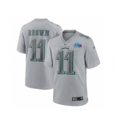 Men's Philadelphia Eagles #11 A.J. Brown Gray Super Bowl LVII Patch Atmosphere Fashion Stitched Game Jersey