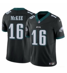 Men's Philadelphia Eagles #16 Tanner McKee Black F U S E Vapor Untouchable Limited Stitched Football Jersey