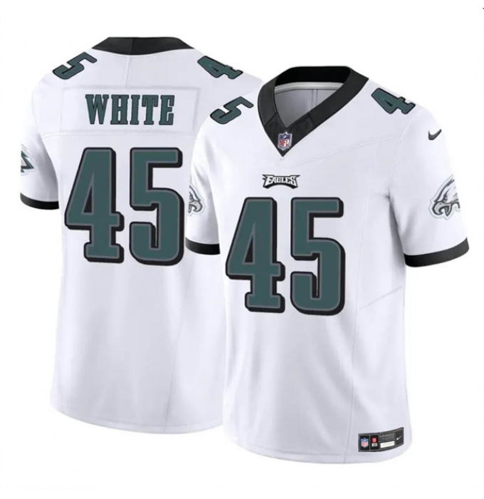 Men's Philadelphia Eagles #45 Devin White White 2023 F.U.S.E Vapor Untouchable Limited Football Stitched Jersey