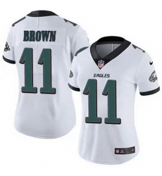 Women Philadelphia Eagles #11 A.J. Brown White F U S E Stitched NFL Jersey