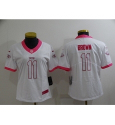 Women's Philadelphia Eagles #11 A. J. Brown Pink White Stitched Football Jersey(Run Small)