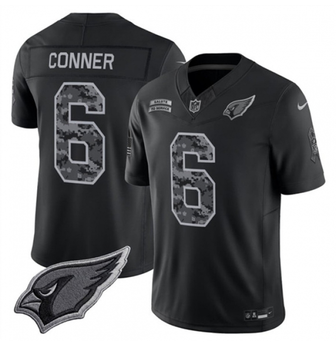 Men's Arizona Cardinals #6 James Conner Black 2026 F.U.S.E. Salute to Service Limited Football Stitched Jersey