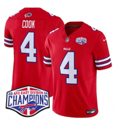 Men's Buffalo Bills #4 James Cook Red F.U.S.E. 2024 AFC East Division Champions Vapor Limited Stitched Football Jersey