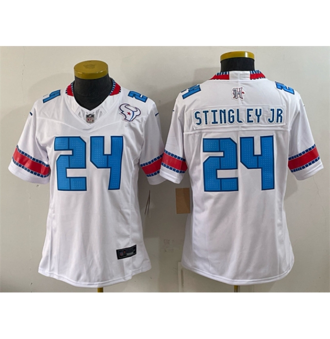 Women's Houston Texans #24 Derek Stingley Jr. White 2026 F.U.S.E. Rivalries Collection Limited Stitched Football Jersey(Run Small)